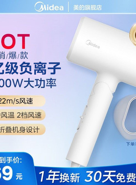 美的吹风机1800w大风力负离子护发快干风筒家用折叠电吹风FZ201