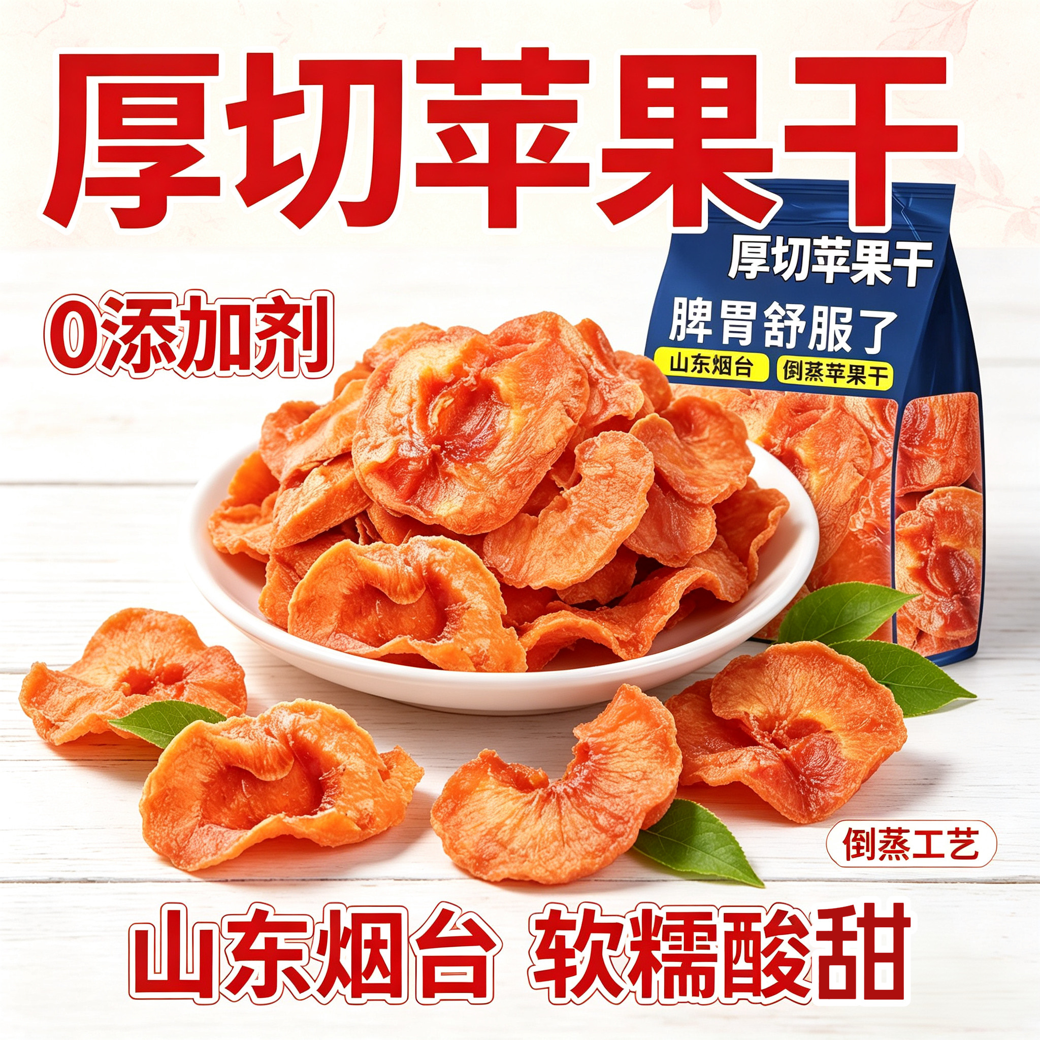 烟台苹果干三蒸三晒农家自晒苹果不加糖软糯酸甜孕妇儿童零食