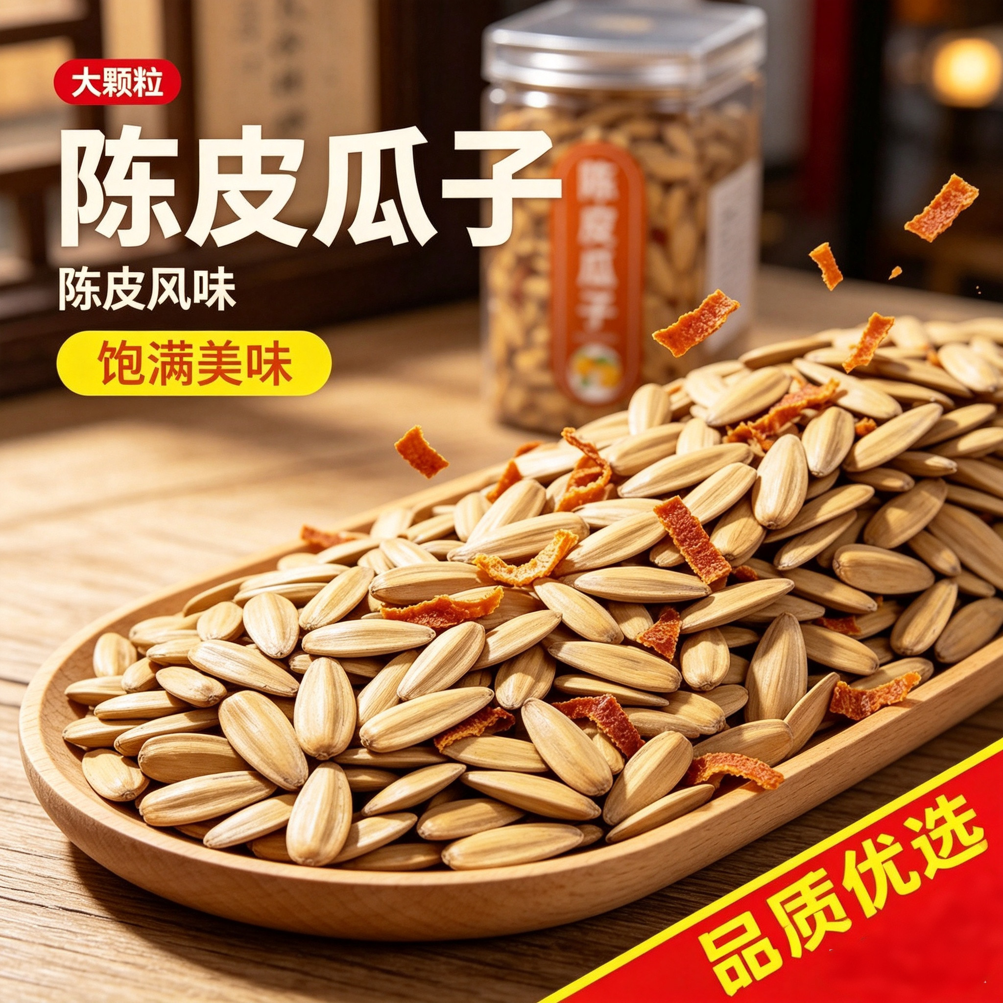 新货陈皮香甜味瓜子橘皮大颗粒炒熟带壳瓜子净重炒货休闲零食