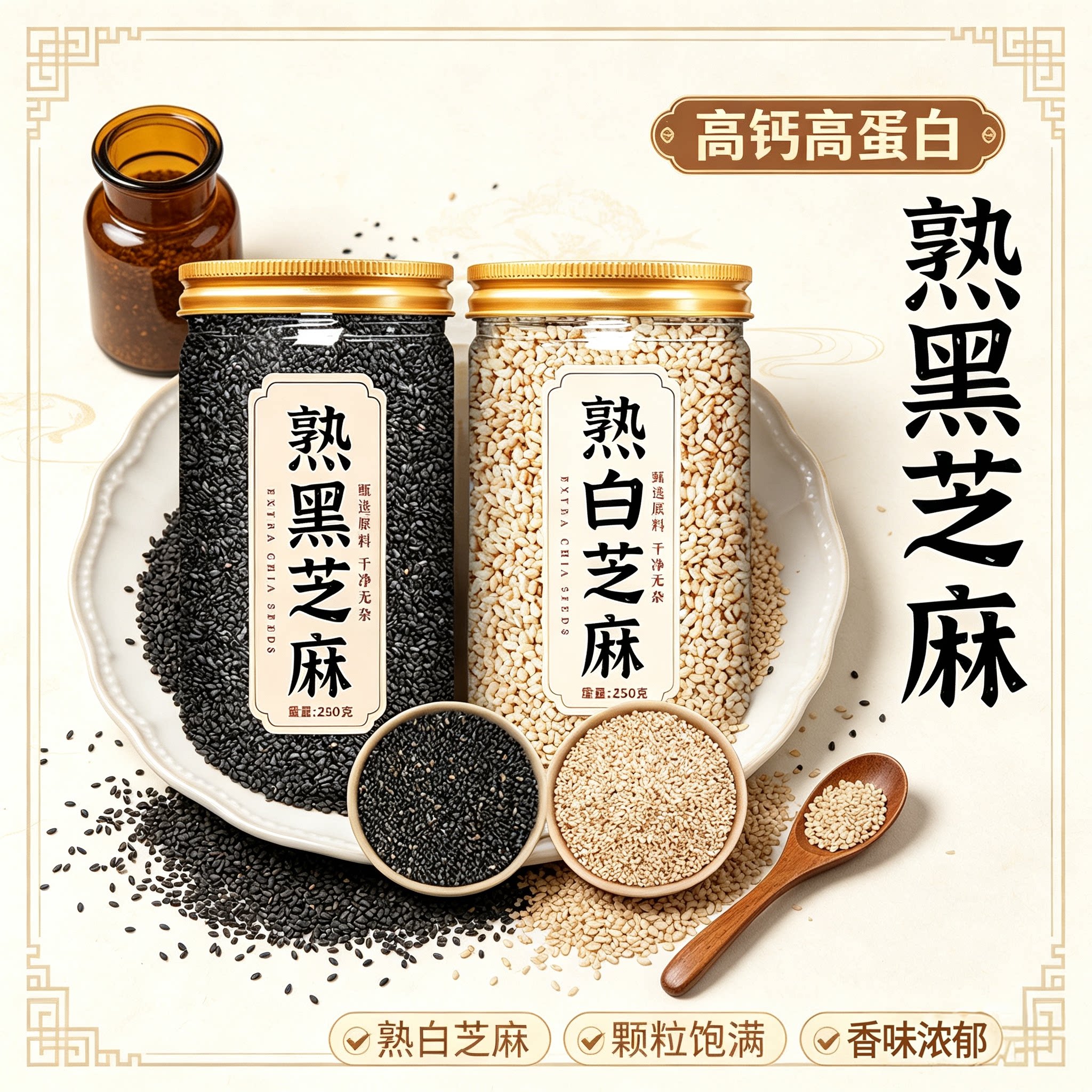新货黑芝麻婴儿生黑芝麻熟白芝麻生白芝麻熟黑芝麻粉干净无沙批发