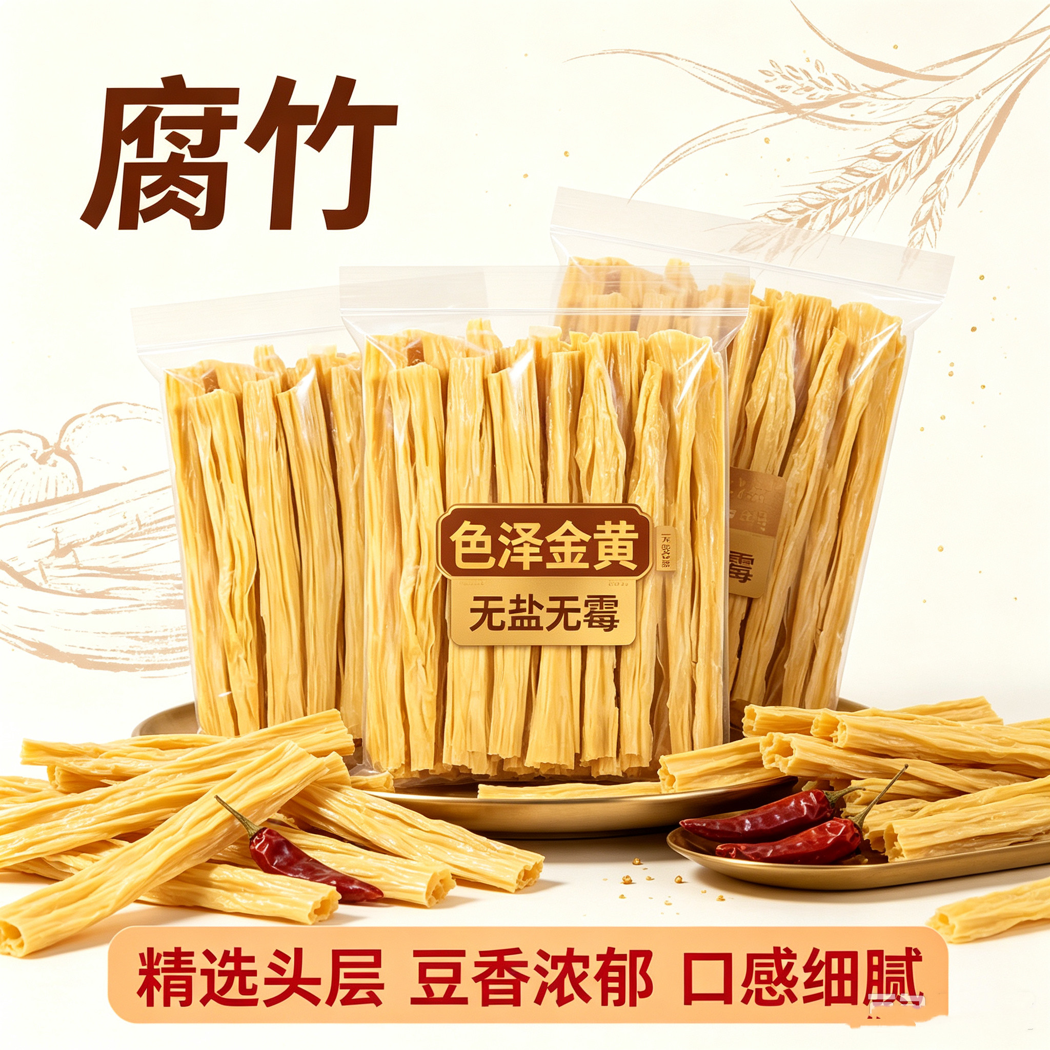头层碎豆皮超薄干货农家腐竹豆皮五香卷豆制品腐竹碎皮泡汤碎片