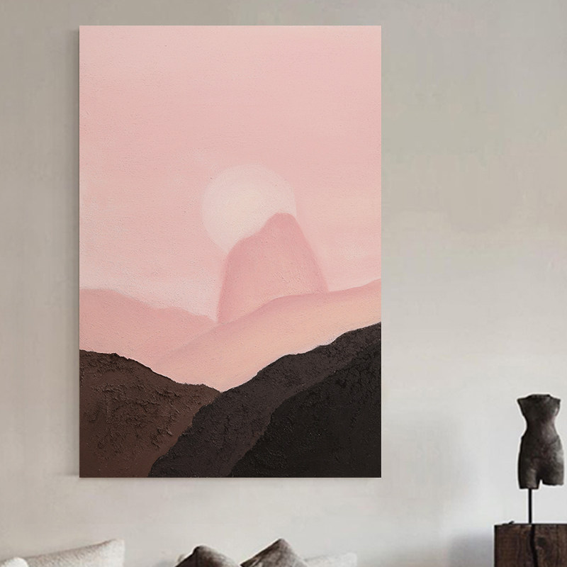 忒派TeiPai《秋幔》原创手绘抽象油画山景肌理挂画现代客厅装饰画