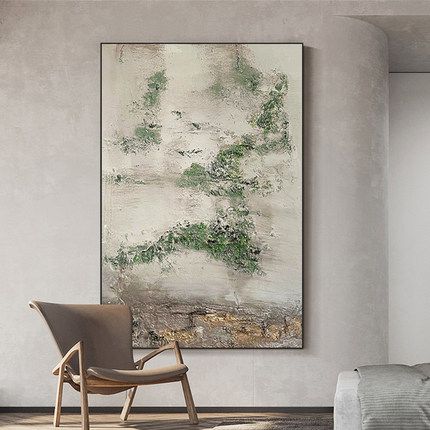 忒派《云山雾隐》新中式客厅抽象山水挂画肌理装饰画民宿玄关油画