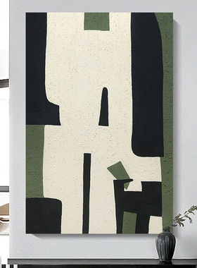 忒派《新泽》高级绿色抽象手绘油画奶油风客厅装饰画现代简约挂画