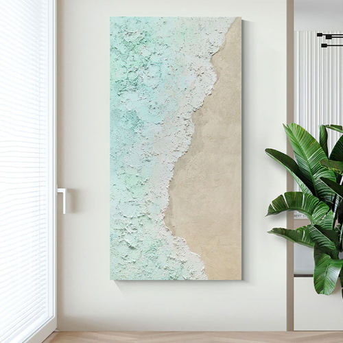 原创手绘海边风景油画玄关装饰画