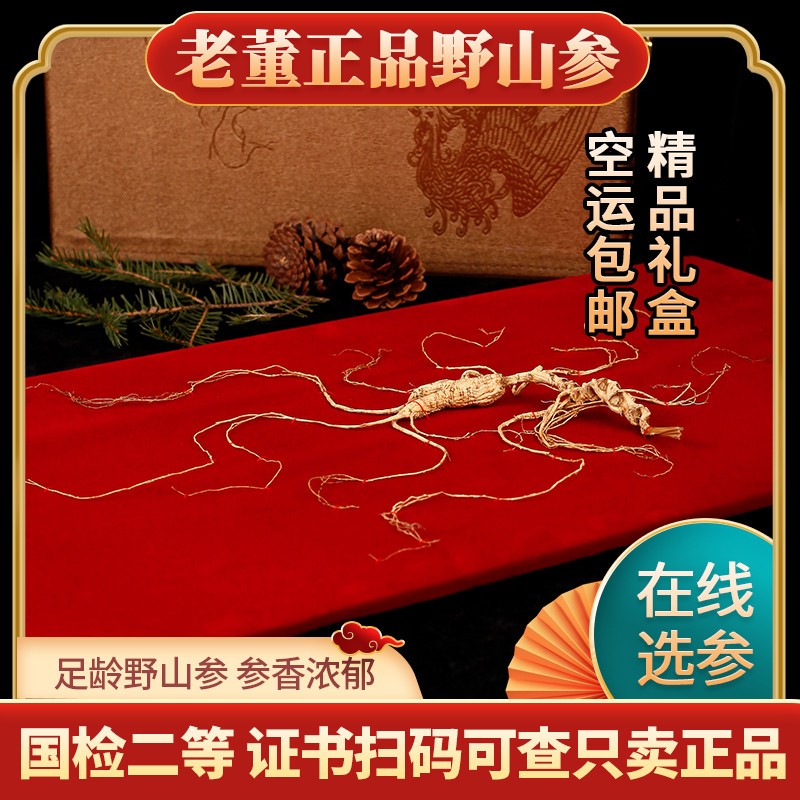 国检二等野山参25年长白山野生山参东北人参礼盒林下野山参带