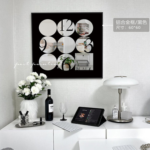 港画北欧镜子画装饰画轻奢ins风黑白艺术高级摆画沙发背景墙挂画