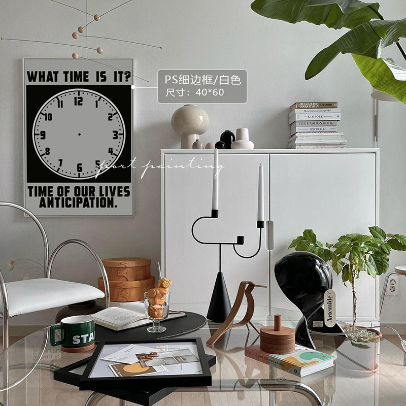 港画 北欧现代简约风anticipation黑白装饰画英文字母印花床头画