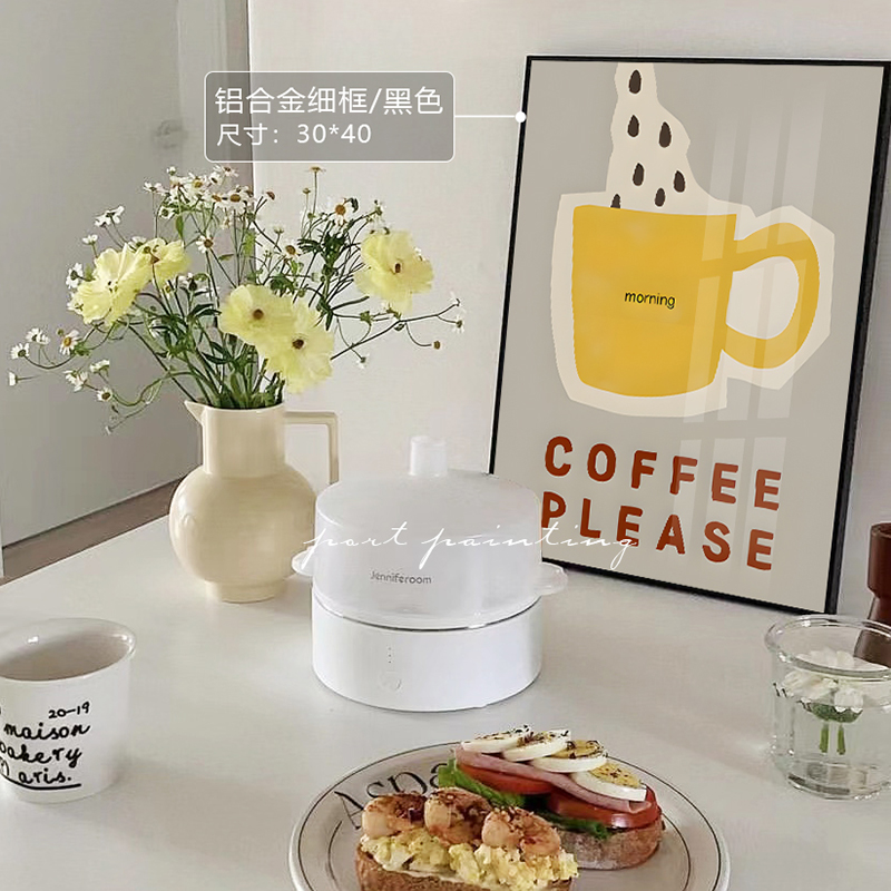 港画coffee please韩国咖啡厅字母画海报复古撞色艺术装饰壁画