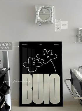 港画 2025新款房间卧室床头装饰画中古艺术英文简约墙上挂画buio