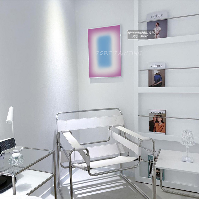 港画原创联名 日光蓝james turrell的光影粉蓝卧室挂画光晕装饰画