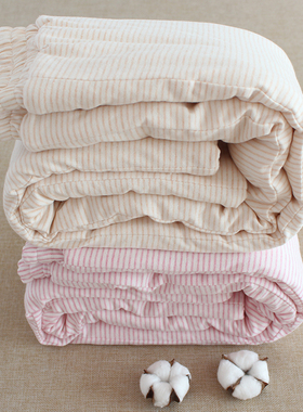 纯棉花条纹女士棉裤加厚成人高腰长裤冬季居家保暖内外穿棉服裤子