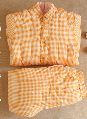 格子纯棉花手工女士冬季棉袄棉裤套装成人保暖加厚高腰外套棉衣服