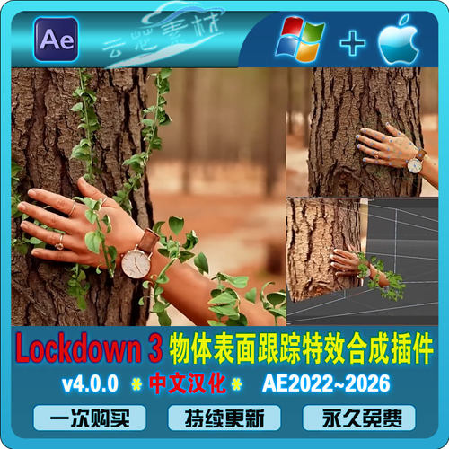中文汉化-AE物体表面跟踪特效合成插件 Lockdown 4.0.0 Win/Mac