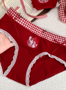 「LC」甜心KT*女生红色绝美可爱蕾丝本命年内裤女款纯棉2026新款