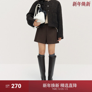 女通勤显瘦高级2024秋冬新品 短裤 立体廓形压褶西装 OCHIRLY欧时力