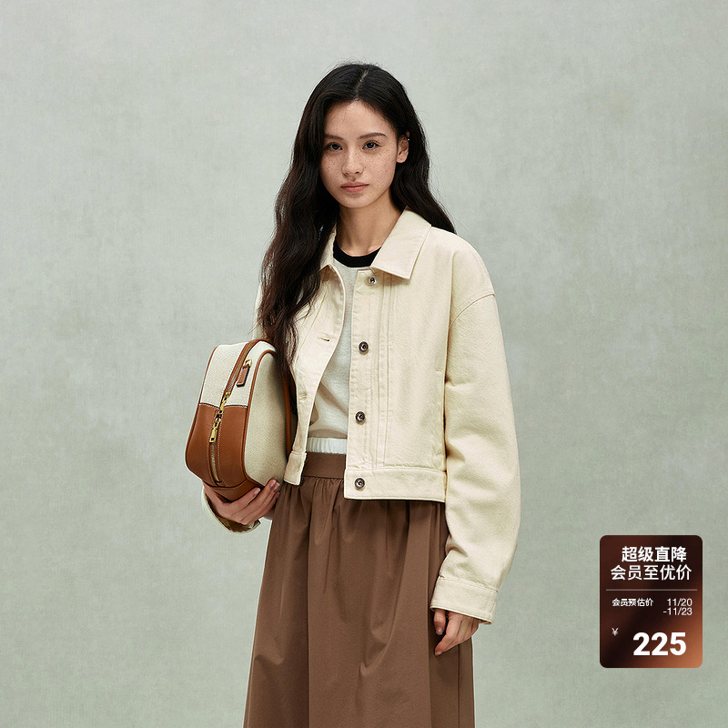 ochirly欧时力 复古风做旧牛仔短外套女纯棉休闲宽松2025春季新品