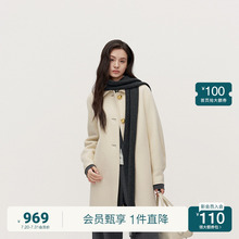 OCH.ochirly欧时力 澳大利亚100%美丽诺羊毛双面呢外套大衣25春新