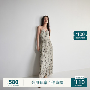 法式 印花碎花吊帶連衣裙 ochirly歐時(shí)力2024新款 春夏長款 田園風(fēng)