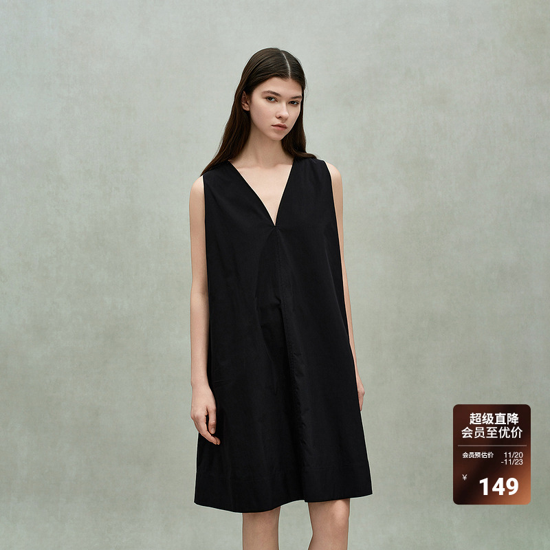 ochirly欧时力V领无袖连衣裙