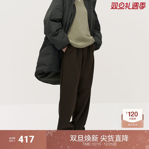 OCHIRLY欧时力 羊毛呢直筒阔腿西装长裤女宽松通勤2024秋冬新品