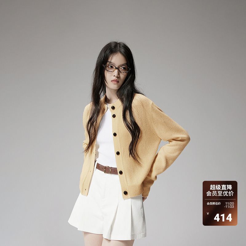 欧时力纯牦牛绒针织外套