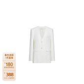 早春V领中长款 ochirly欧时力2024新款 设计感 外套女 醋酸斜纹西装