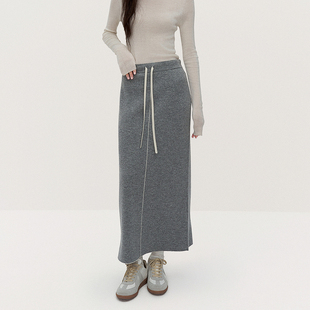 ochirly欧时力羊毛中长款 毛织半身裙女运动风休闲2025春新款