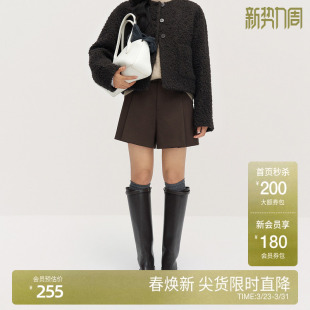 女通勤显瘦高级2024秋冬新品 短裤 立体廓形压褶西装 OCHIRLY欧时力