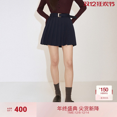 OCHIRLY欧时力 百褶裙a字半身裙短裙学院风高级度假裙夏季新品