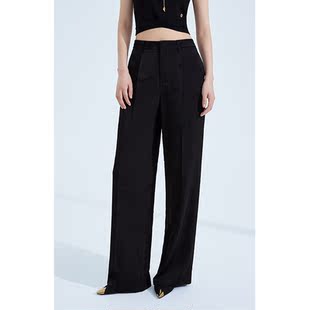 烧花缎面阔腿裤 裤 女2023新款 宽松显瘦垂感西装 夏装 ochirly欧时力