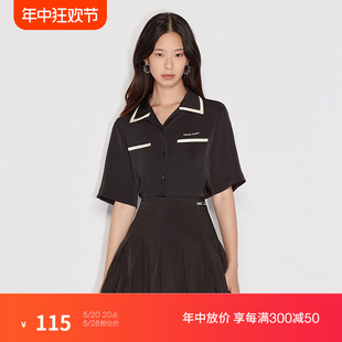 衬衫 女夏装 欧时力短袖 黑标系列 上衣设计感1WH2015030