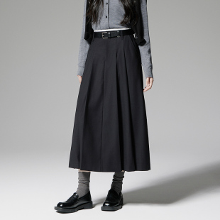 新品 气质2024秋季 澳洲丝光羊毛半身裙伞裙中长款 OCHIRLY欧时力