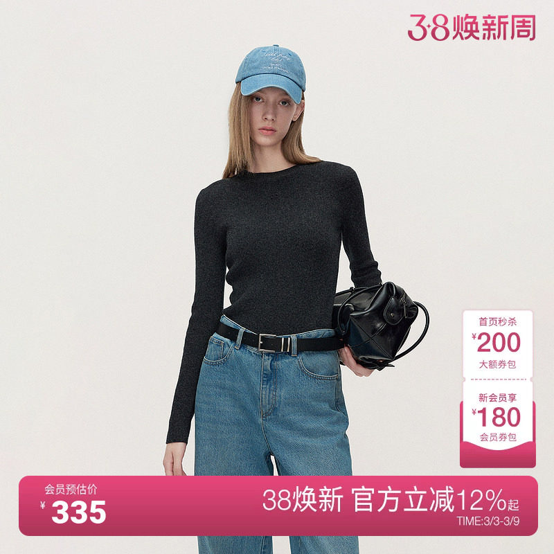 【可机洗100%羊绒衫】OCH.欧时力毛衣针织上衣套头内搭25春新款