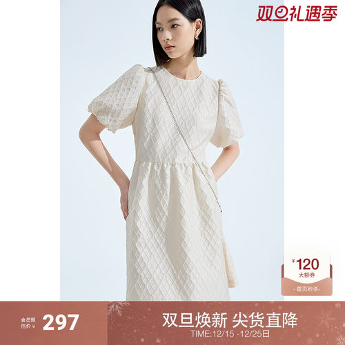 ochirly欧时力宫廷风短袖连衣裙