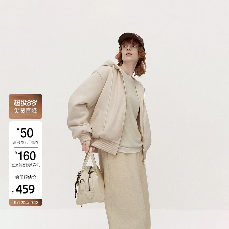 OCHIRLY欧时力带帽夹克羽绒服外套女上衣休闲保暖春