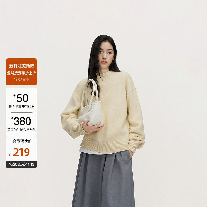 【双11直降】OCHIRLY欧时力 澳大利亚羊毛套头毛衣女宽松软糯保暖