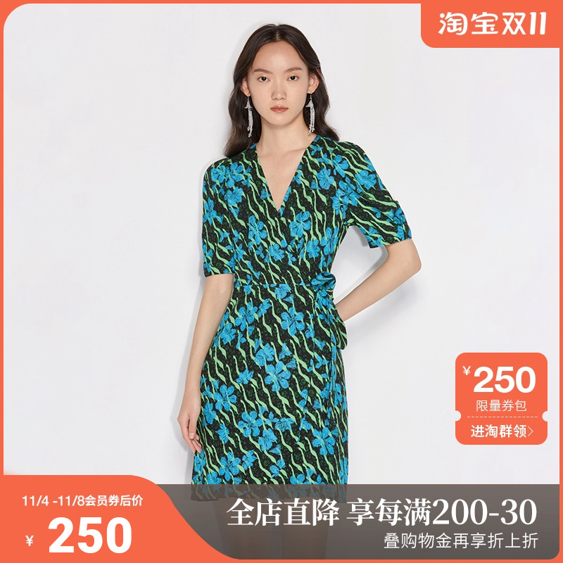 黑标系列 欧时力连衣裙夏装茶歇法式收腰显瘦
