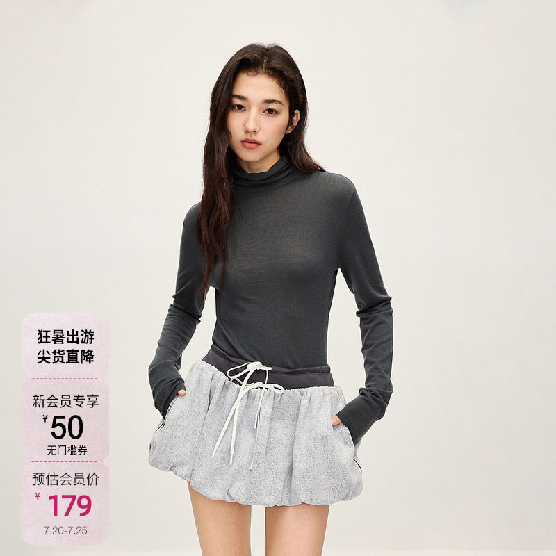 OCHIRLY欧时力 澳大利亚100%美丽诺羊毛高领毛衣女秋冬