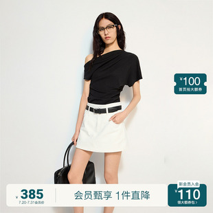 新品 OCHIRLY欧时力 显瘦百搭休闲2025夏季 纯棉a字牛仔短裤 女裙裤