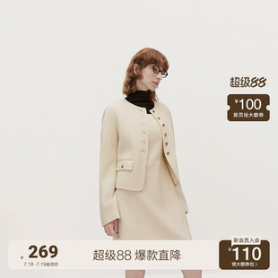 OCHIRLY歐時力方領小香無袖 連衣裙背心裙氣質(zhì)小黑裙2025春新款
