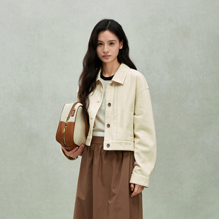 ochirly欧时力 复古风做旧牛仔短外套女纯棉休闲宽松2025春季新品