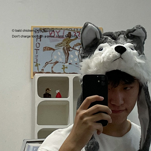 没事做戴个哈士奇头套卖卖萌吧