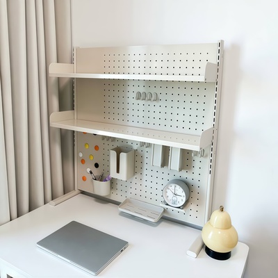 洞洞板置物架桌面免打孔学生书桌收纳层架家用金属桌上储物置物架