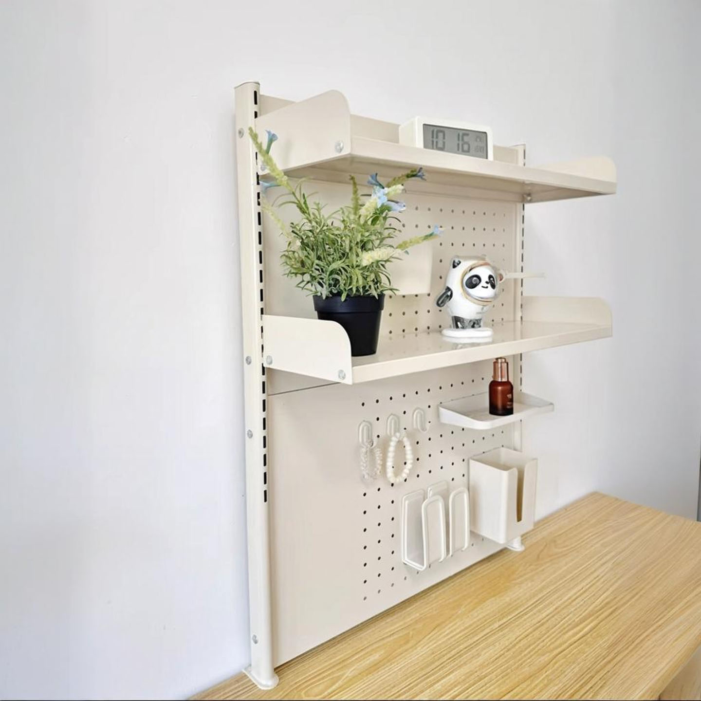 桌面洞洞板置物架书桌多层书架免打孔立式家用学生学习桌上收纳架