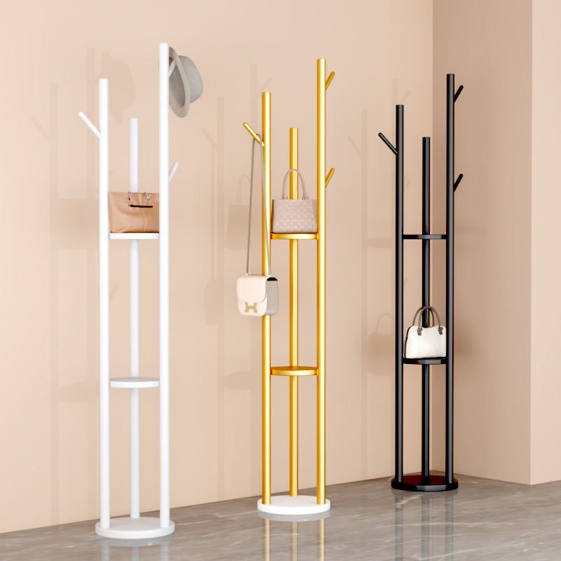 轻奢衣帽架落地家用卧室挂衣架客厅立式衣服收纳晾衣架单杆挂包架