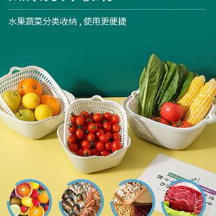 双层洗菜盆圆形淘菜盆沥水篮塑料菜食品级篮子 家用厨房洗菜篮新款