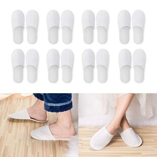 5/10 Pairs Spa Slippers of Brushed Plush Closed-toe Disposab