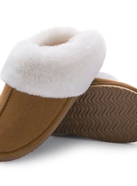Comwarm Winter Suede Fur Slippers for Women Plush Home Slipp