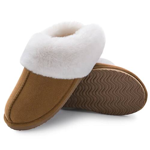 Comwarm Winter Suede Fur Slippers for Women Plush Home Slipp
